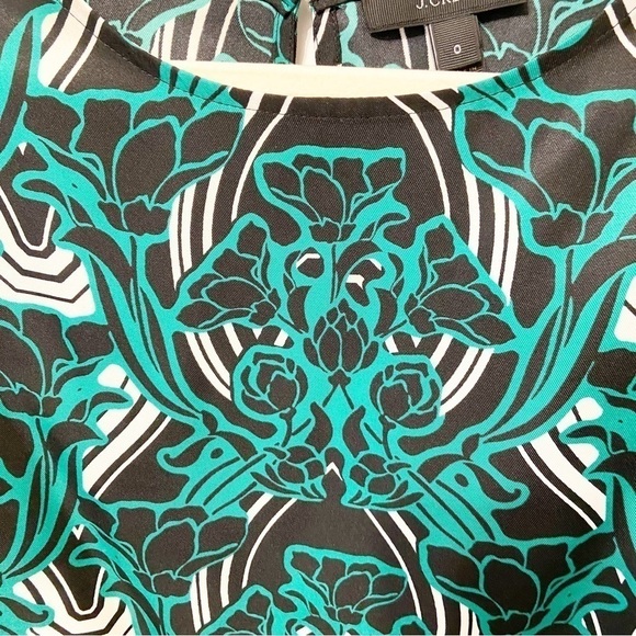 J.Crew | Black and Green Floral Popover Blouse Size 0 - Picture 8 of 10